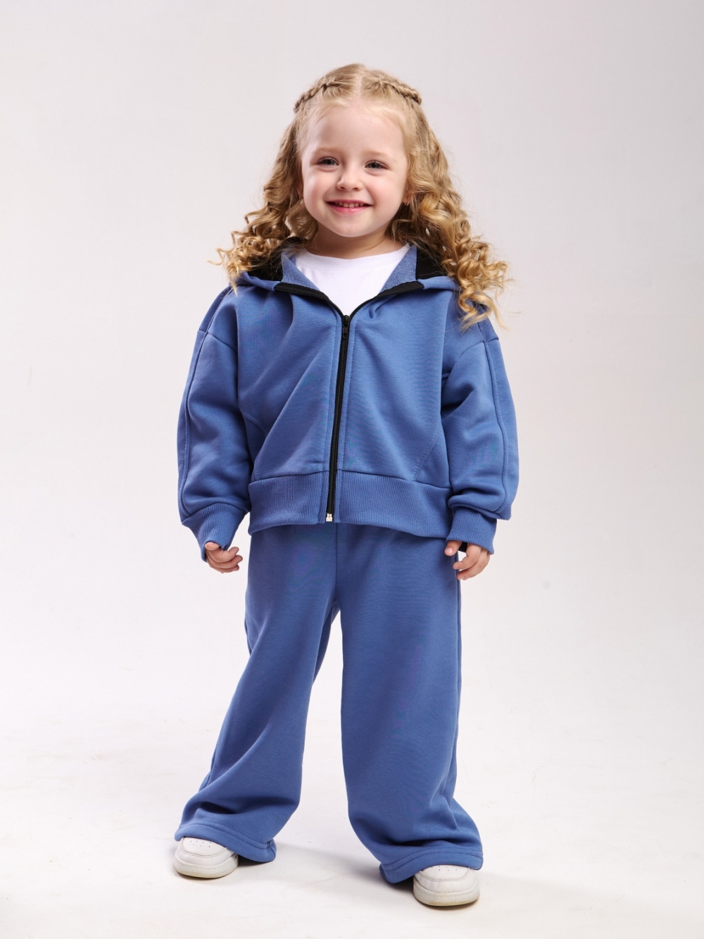 344-ДЖ. Костюм детский оверсайз на молнии, джинса хлопок 65%, 35% ПЭ, 3-х нитка без начеса 98,104,110,116