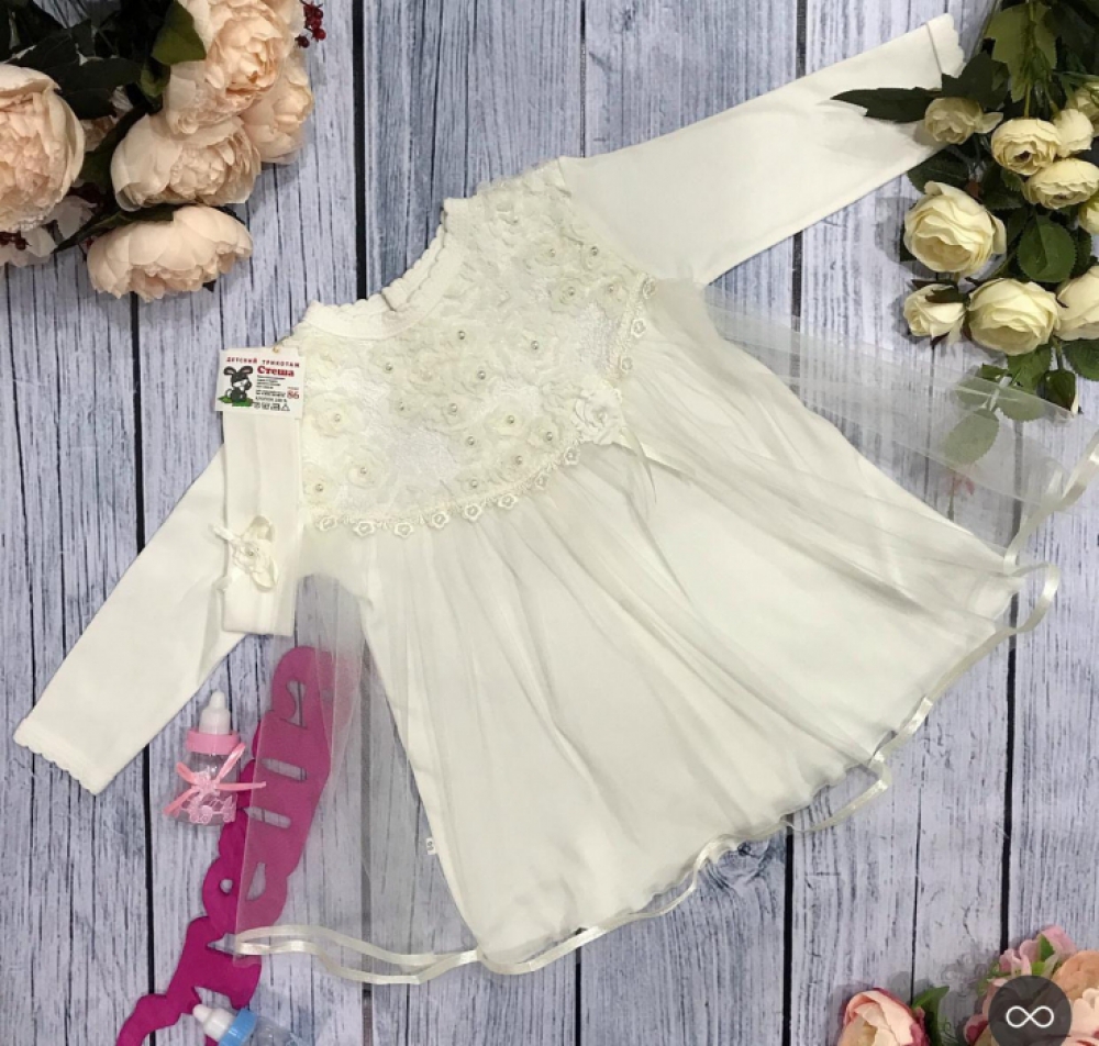 126. Платье ясельное с юбкой,100% хлопок интерлок 74,80,86