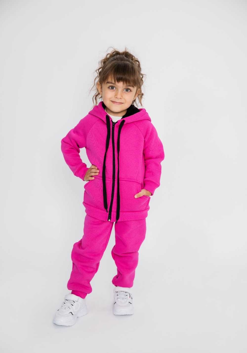 319-Ф. Костюм детский на молнии, фуксия, хлопок 65%, 35% ПЭ, 3-х нитка (начес) 98,104,110,116