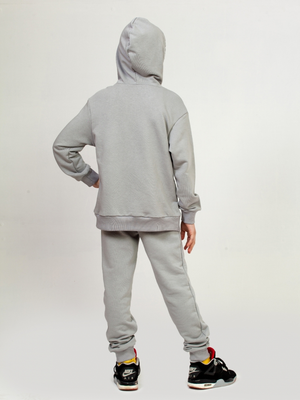 311-ГР. Свитшот с капюшоном + Штаны, хлопок 65%, 35% ПЭ, 3-х нитка ( без начеса) графит 146,152,158