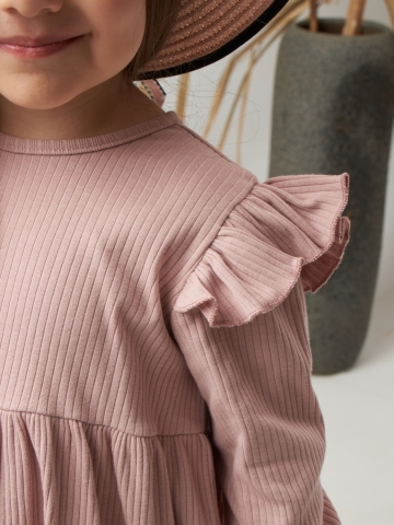 332. Платье детское из лапши, хлопок 100%, пудра, р. 74,80,86,92