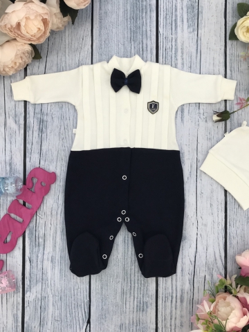 Купить оптом 273-Т.С. Комбинезон с шапкой, хлопок 100% интерлок, темно-синий 56,62 в Майкопе