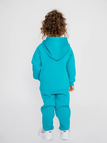 296-Б. Свитшот с капюшоном + Штаны, хлопок 65%, 35% ПЭ, 3-х нитка (начес) бирюза 80,86,92