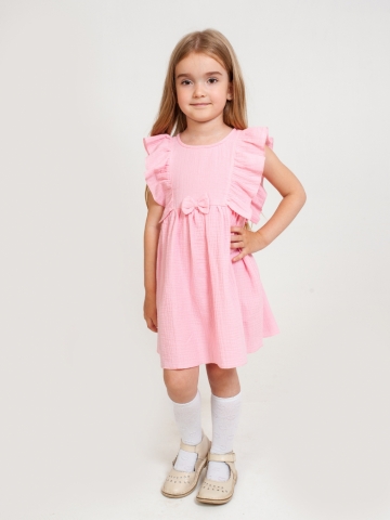 Купить 322-Р. Платье из муслина детское, хлопок 100% розовый, р. 74,80,86,92 в Майкопе