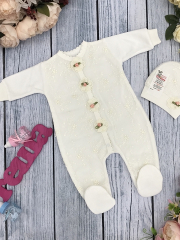 262. Комбинезон с розочками,80% хлопок интерлок, 20% ПЭ велюр