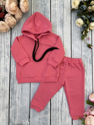 Купить оптом 311-М. Свитшот с капюшоном + Штаны, хлопок 65%, 35% ПЭ, 3-х нитка ( без начеса) малина 98,104,110,116 в Майкопе