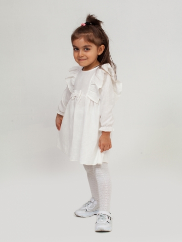 Купить 321-МО. Платье из муслина детское, хлопок 100% молочный, р. 98,104,110,116 в Майкопе