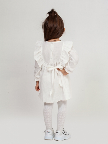 321-МО. Платье из муслина детское, хлопок 100% молочный, р. 98,104,110,116